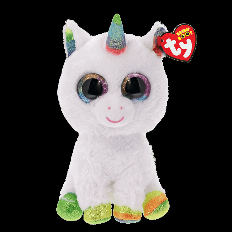 New 6" Pixy Ty Beanie Boos Unicorn White Colorful Glitter Stuffed Animals Toy 